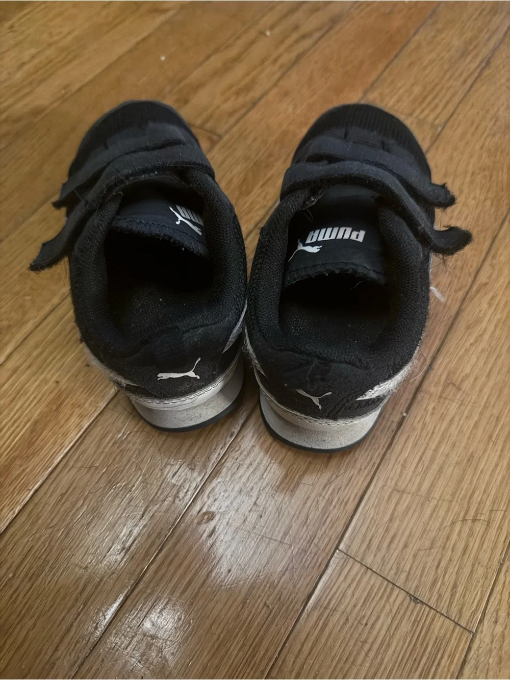 Puma Kids Black and White Velcro Sneakers